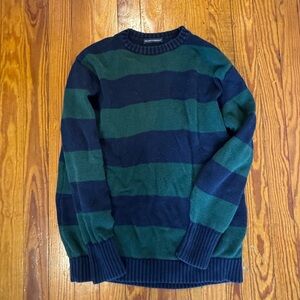Brandy Melville Navy & Forest Green Striped Crewneck